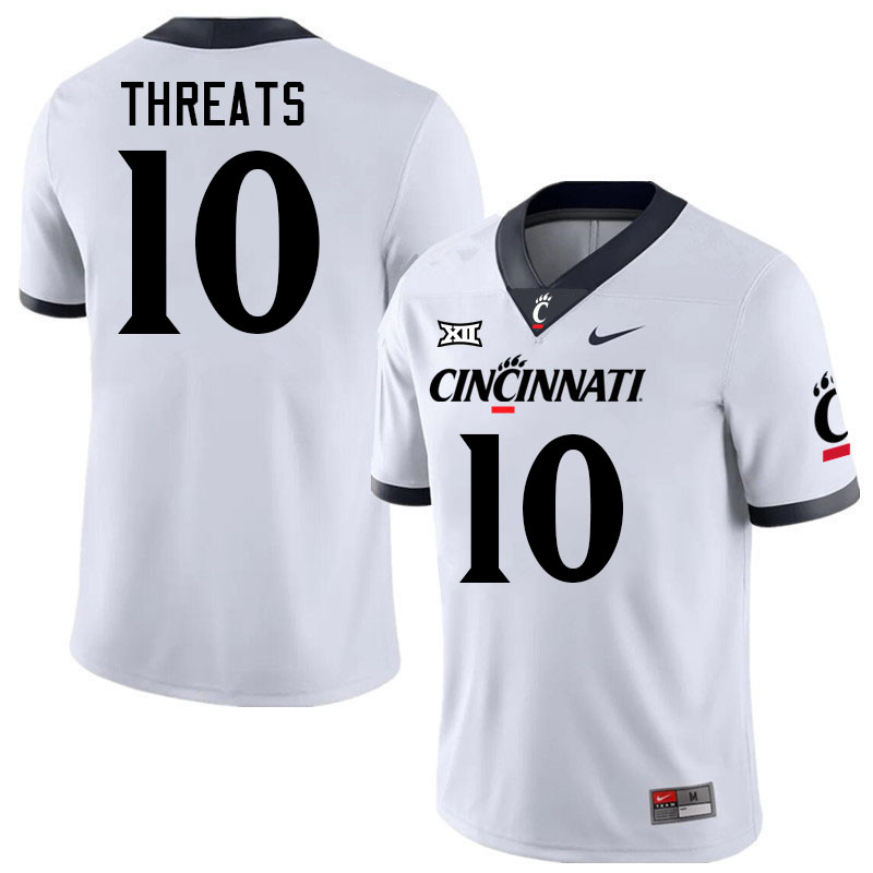 Cincinnati Bearcats #10 Bryon Threats Big 12 Conference College Football Jerseys Stitched Sale-White